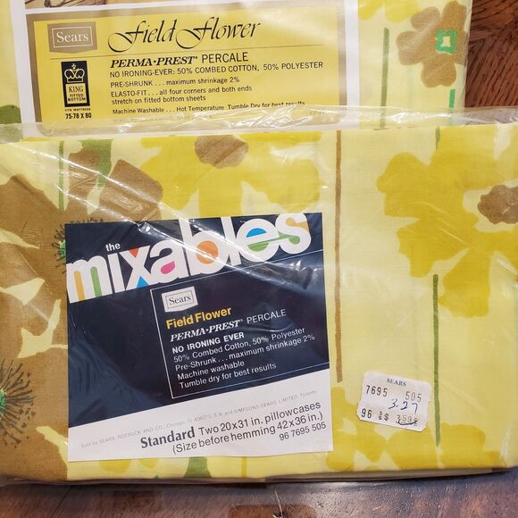 Vintage Sears Mixables Field Flower King Sheet Set - Picture 8 of 8